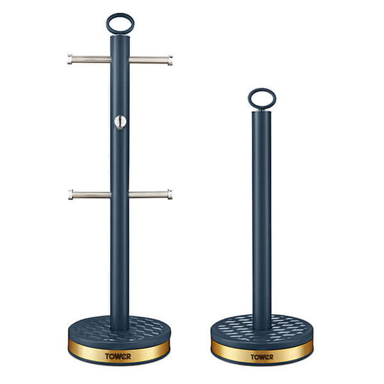 Tower Empire 6 Cup Mug Tree and Towel Pole Midnight Blue