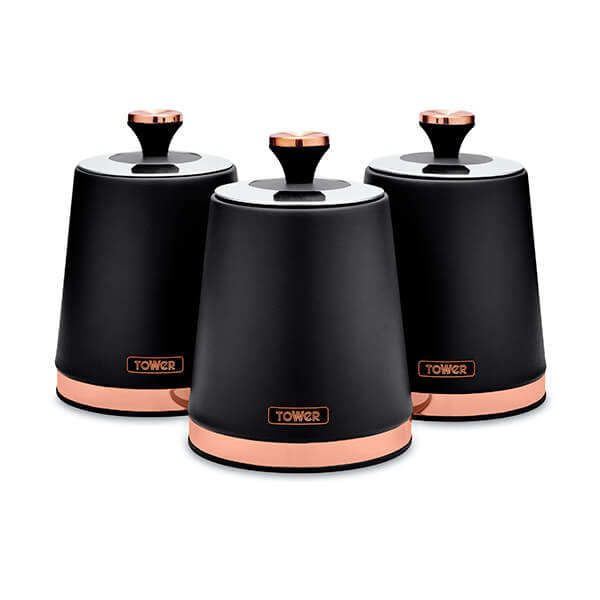 Tower Cavaletto Set of 3 Canisters Black