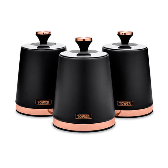 Tower Cavaletto Set of 3 Canisters Black