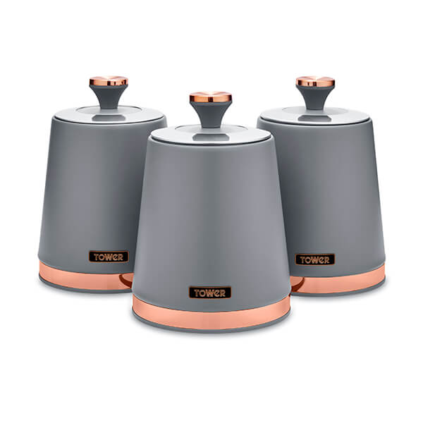 Tower Cavaletto Set of 3 Canisters Grey