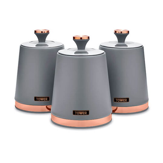 Tower Cavaletto Set of 3 Canisters Grey