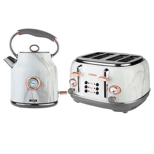 Tower Bottega Kettle and 4 Slice Toaster Set Marble