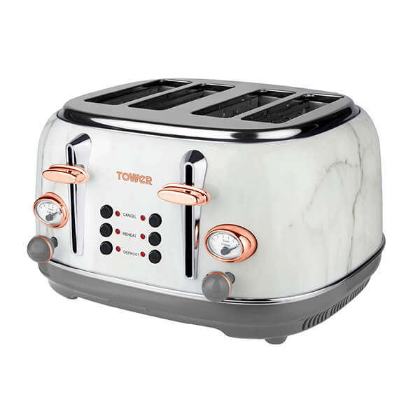 Tower Bottega Stainless Steel 4 Slice Toaster Marble