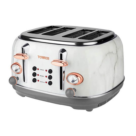 Tower Bottega Stainless Steel 4 Slice Toaster Marble
