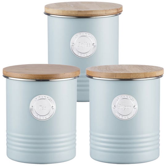 Typhoon Living 3 Piece Storage Set Tea, Coffee & Sugar Blue
