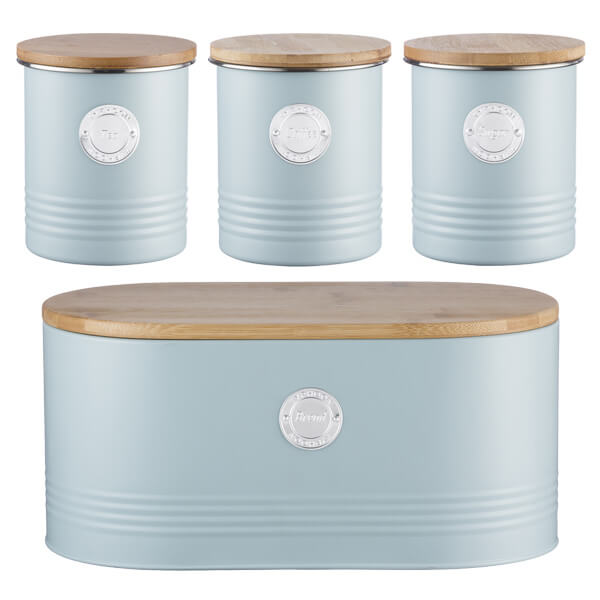 Typhoon Living 4 Piece Storage Set Tea, Coffee, Sugar & Bread Blue