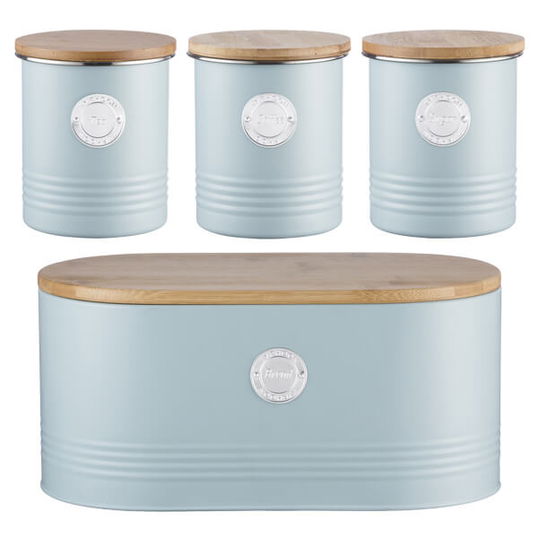 Typhoon Living 4 Piece Storage Set Tea, Coffee, Sugar & Bread Blue