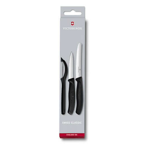 Victorinox Swiss Classic Black Twin Paring Knife & Peeler Three Pack