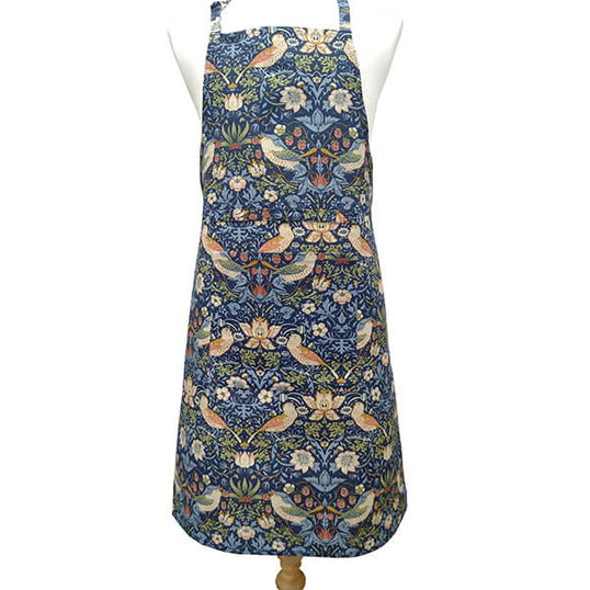 William Morris Strawberry Thief Navy Fabric Apron