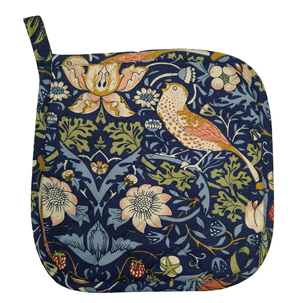William Morris Strawberry Thief Navy Potholder Quilt