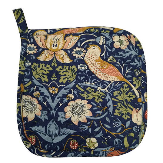 William Morris Strawberry Thief Navy Potholder Quilt