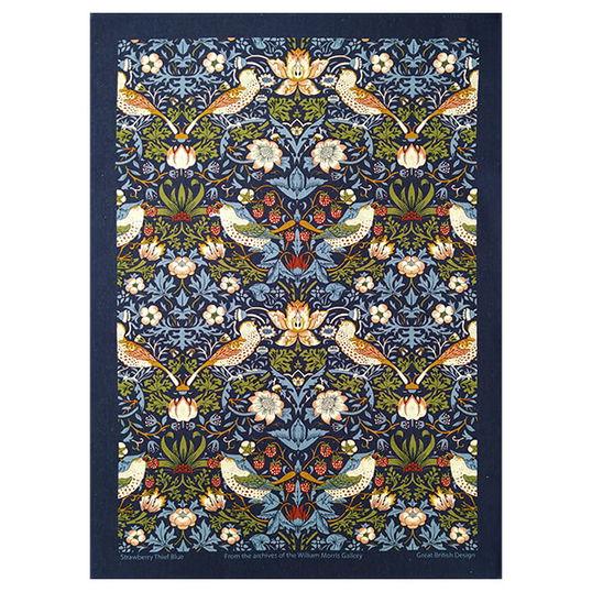 William Morris Strawberry Thief Navy Cotton Tea Towel