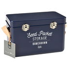 Burgon & Ball Leather Handled Seed Packets Storage Tin - Atlantic Blue