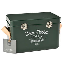 Burgon & Ball Leather Handled Seed Packets Storage Tin - Frog