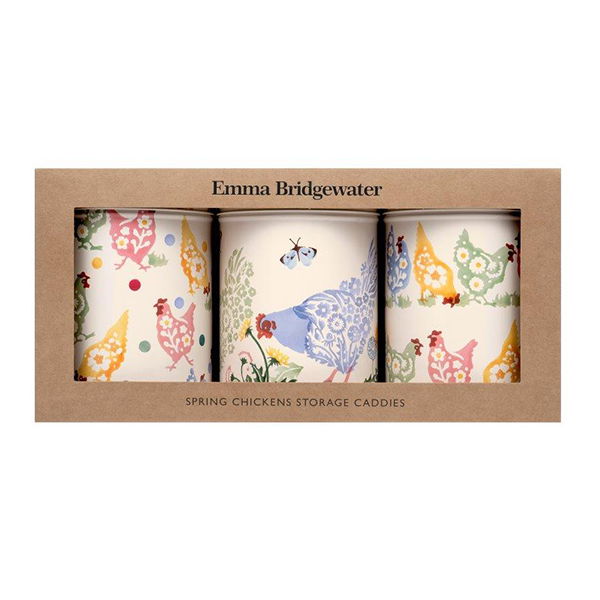 Emma Bridgewater Spring Chickens Set of 3 Round Caddies