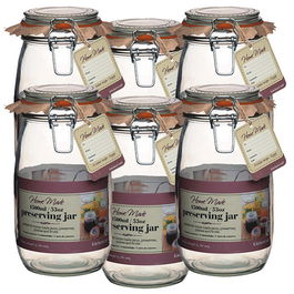 Home Made Glass 1.5 Litre Preserving Jar Set Of 6