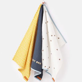 Joules Bee And Striped Tea Towels Set Of 3
