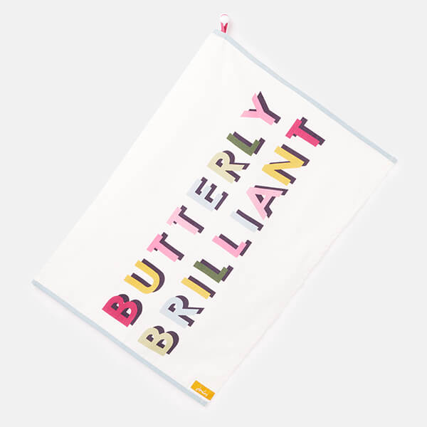 Joules Floral And Striped Butterly Brilliant Tea Towel