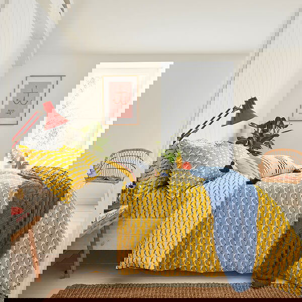 Joules Heron Geo Duvet Cover Set Double Antique Gold