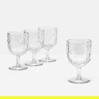 Joules Country Cottage Pressed Glass Bee Wine Glass Set Of 4