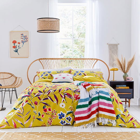 Joules Homegrown Remedy Duvet Cover Set Super King Size Antique Gold
