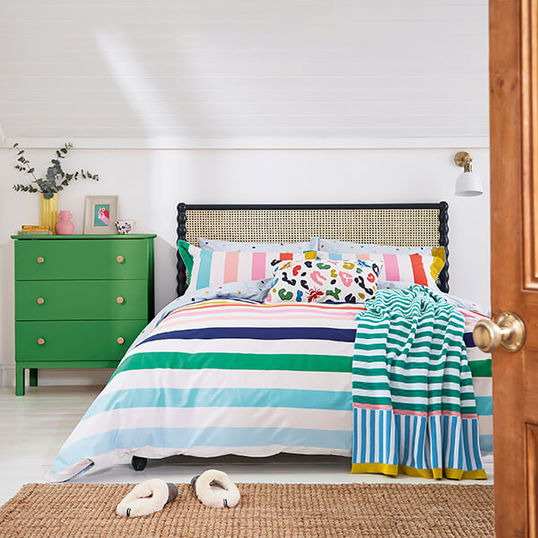 Joules Rainbow Stripe Duvet Cover Set Super King Size Multi