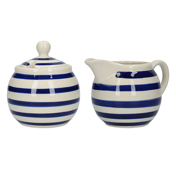 London Pottery Sugar and Creamer Set Blue Bands