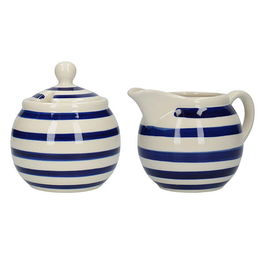 London Pottery Sugar and Creamer Set Blue Bands