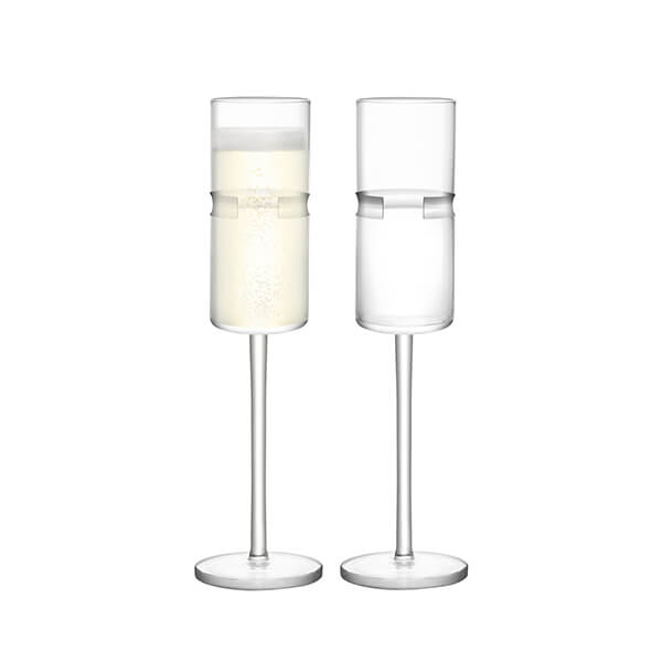 LSA Horizon Champagne Flute 180ml Clear & Cut Set Of Two