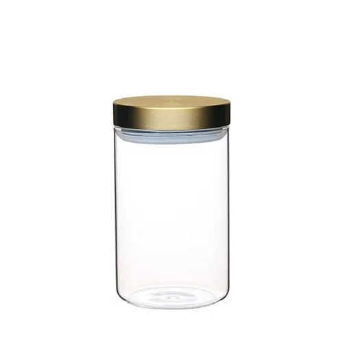 Master Class Medium Glass Canister with Burnished Brass Lid