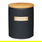 Master Class Black Stoneware Tea Canister with Wood Lid