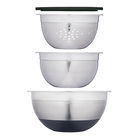 MasterClass Smart Space Stainless Steel Three Piece Bowl Set with Colander