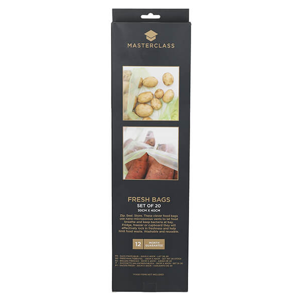 MasterClass Large Zip Fresh Bags, Set of 20