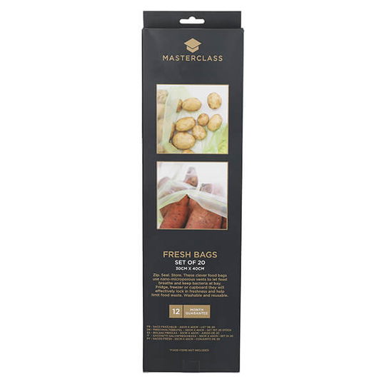 MasterClass Large Zip Fresh Bags, Set of 20