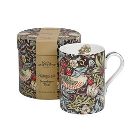 Morris & Co Strawberry Thief Chocolate / Slate Mug