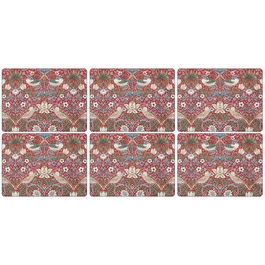Morris & Co Strawberry Thief Red Placemats Set of 6