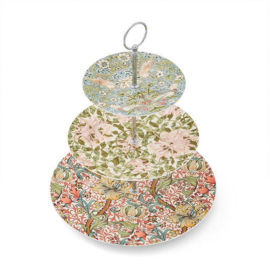 Morris & Co 3 Tier Cake Stand Strawberry Thief, Honeysuckle, Golden Lily