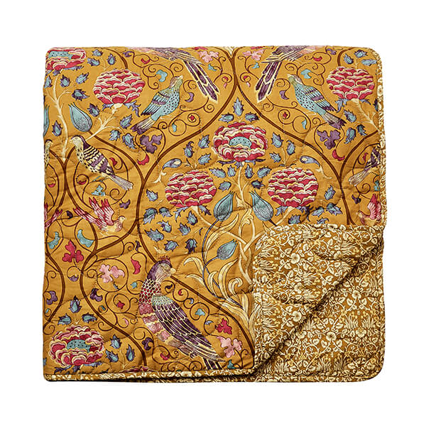 Morris & Co Seasons by May Quilted Throw 265 x 260cm Saffron