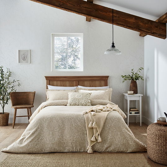 Morris & Co Pure Acorn Jacquard Duvet Cover King Size Linen