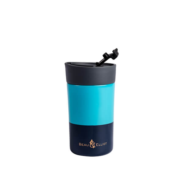 Navigate Beau & Elliot Colour Block 300ml Travel Mug Aqua/Navy
