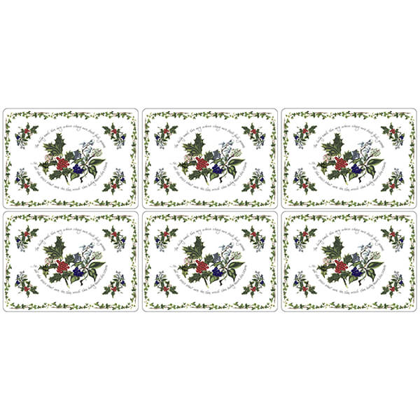 Portmeirion The Holly & The Ivy Set of 6 Placemats with 6 FREE Coasters
