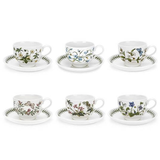 Portmeirion Botanic Garden Teacup & Saucer Set of 6