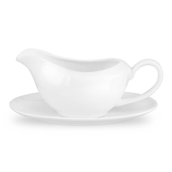 Royal Worcester Serendipity White Gravy Boat and Stand