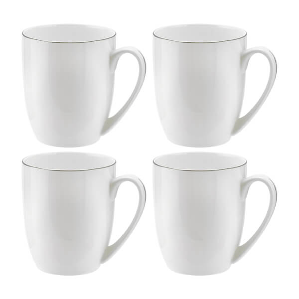 Royal Worcester Serendipity Platinum Set of 4 Barrel Shape Mugs