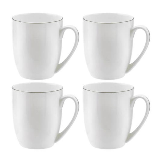 Royal Worcester Serendipity Platinum Set of 4 Barrel Shape Mugs