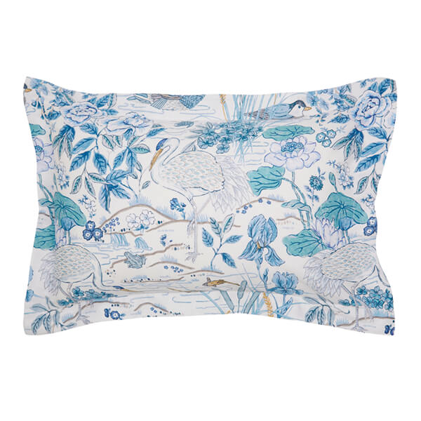 Sanderson Crane & Frog Oxford Pillowcase Blue