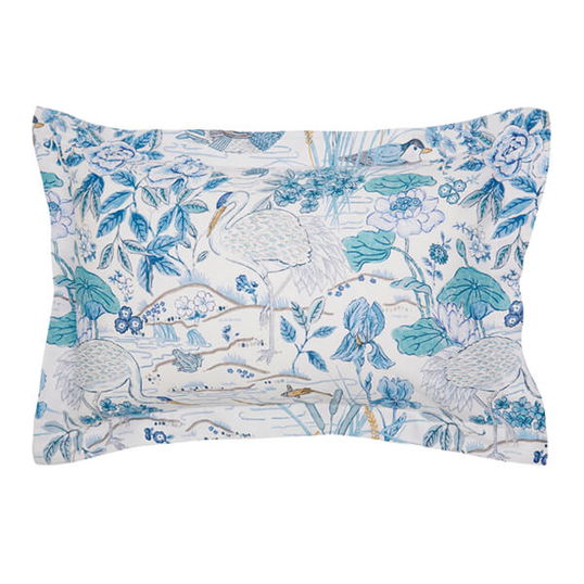 Sanderson Crane & Frog Oxford Pillowcase Blue