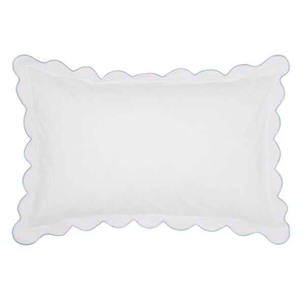Sanderson Crane & Frog Embroidered Oxford Pillowcase White & Blue