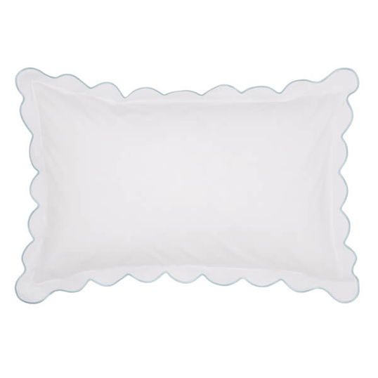 Sanderson Crane & Frog Embroidered Oxford Pillowcase White & Blue