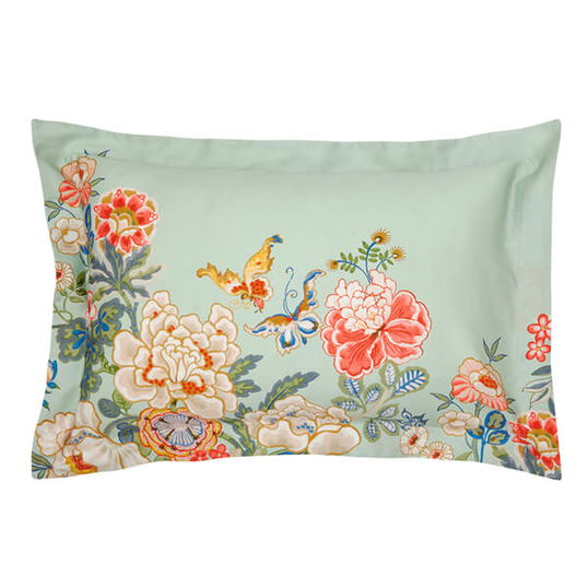 Sanderson Emperor Peony Oxford Pillowcase Jade & Apricot